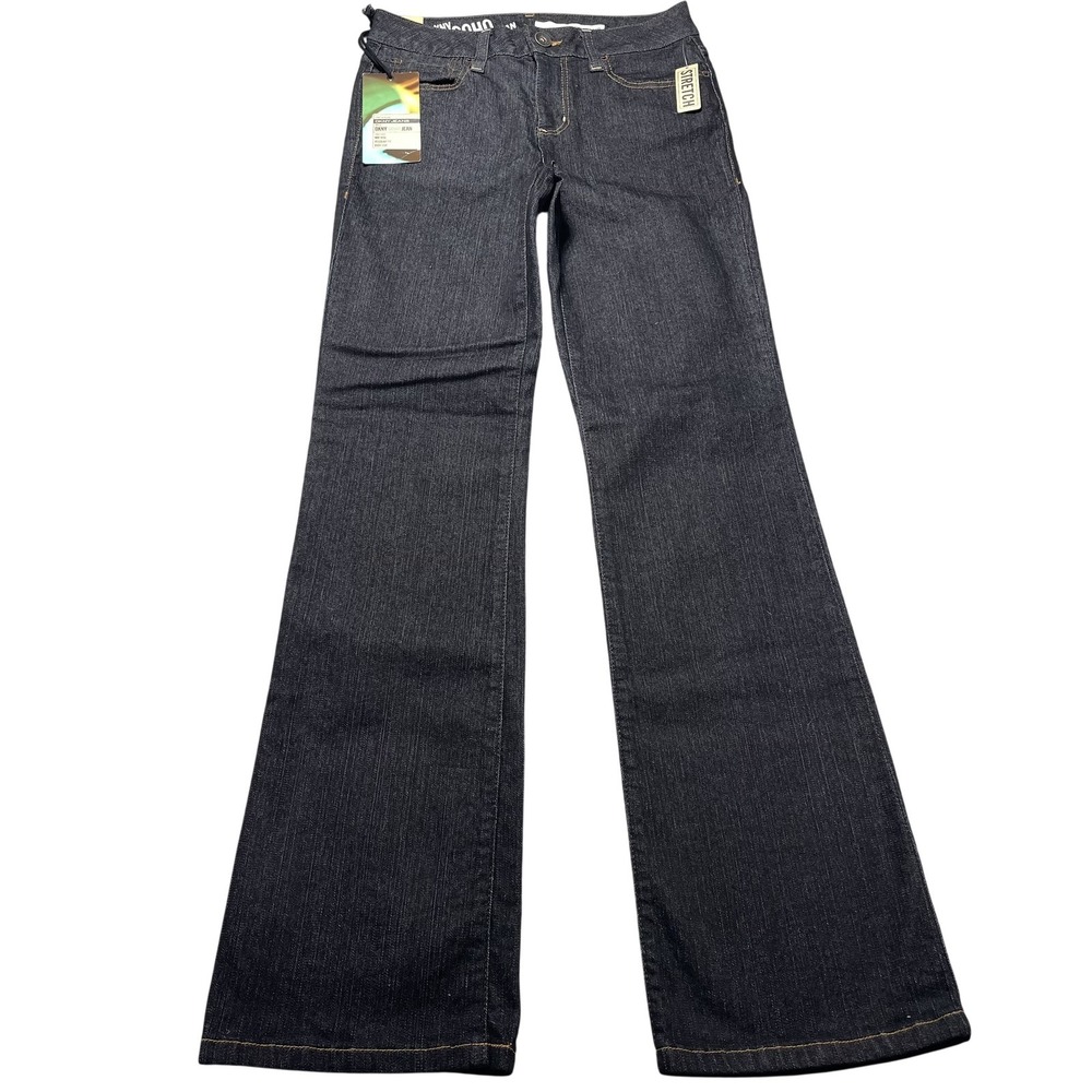 DKNY Jeans Soho Jeans Womens 8 Black Dark Wash Mid Rise Bootcut 30x33.5 Stretch